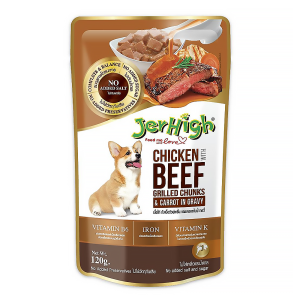 پوچ سگ جرهای طعم گوشت و مرغ گریل با هویج در سس 120 گرم